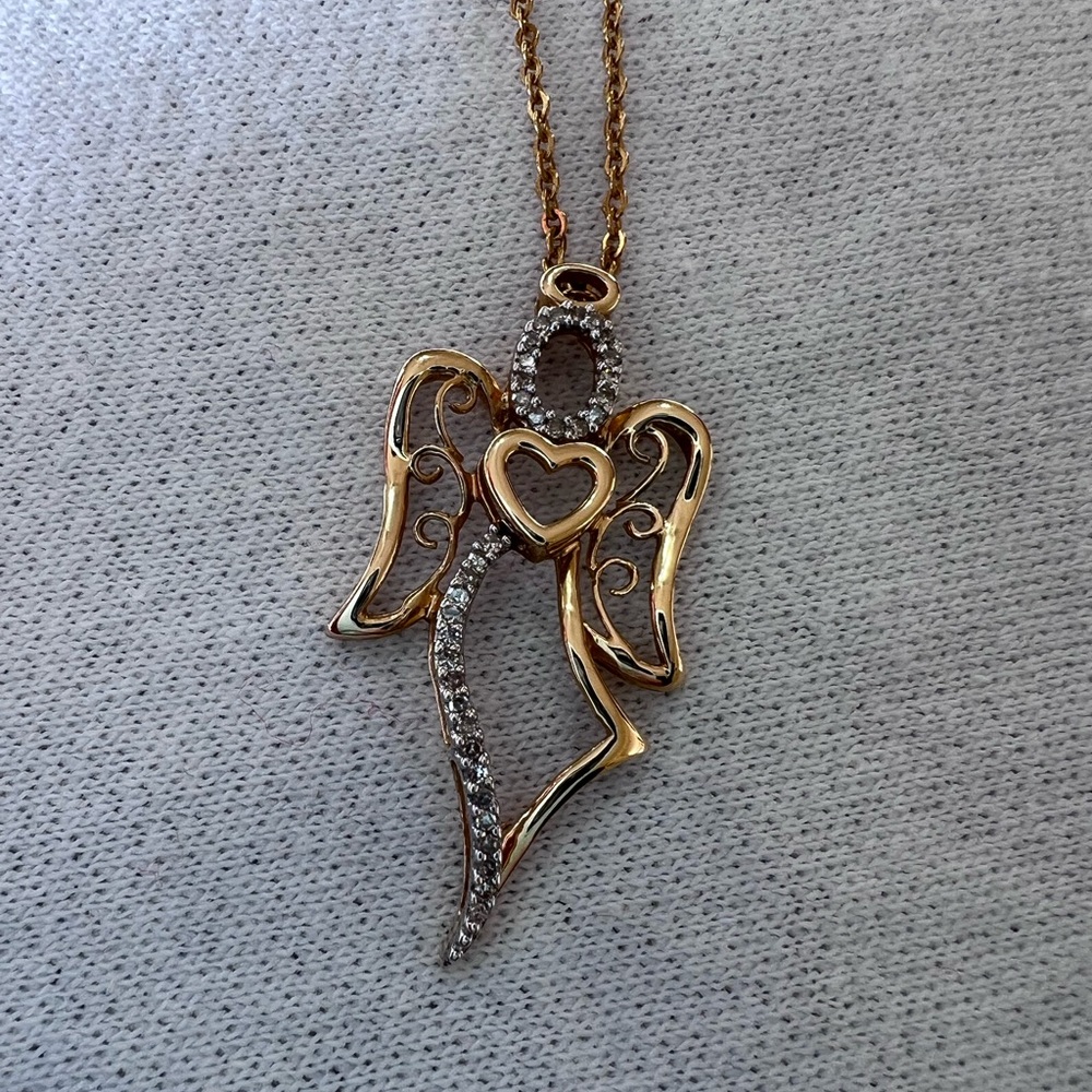 ICE gold angel pendant with diamonds